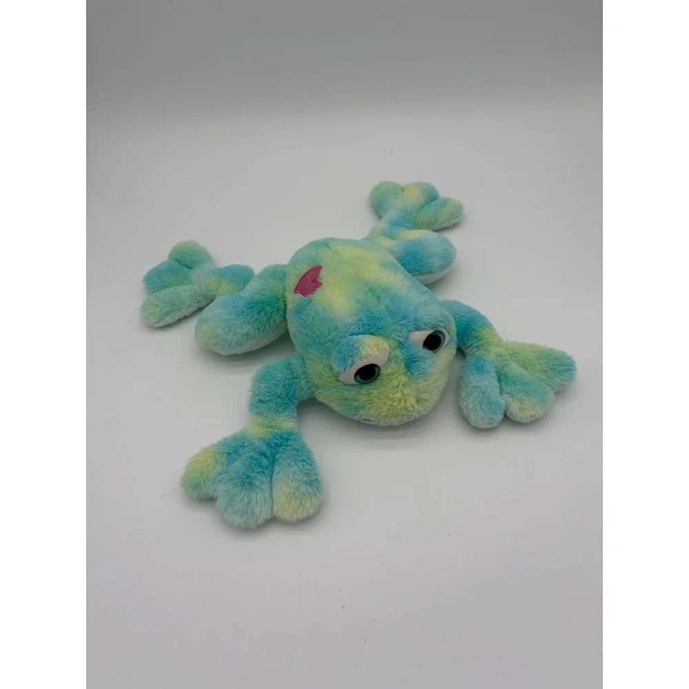 Bee Happy Plush Frog Kids 17 in Blue Yellow Tie Dye Heart Stuffed Animal